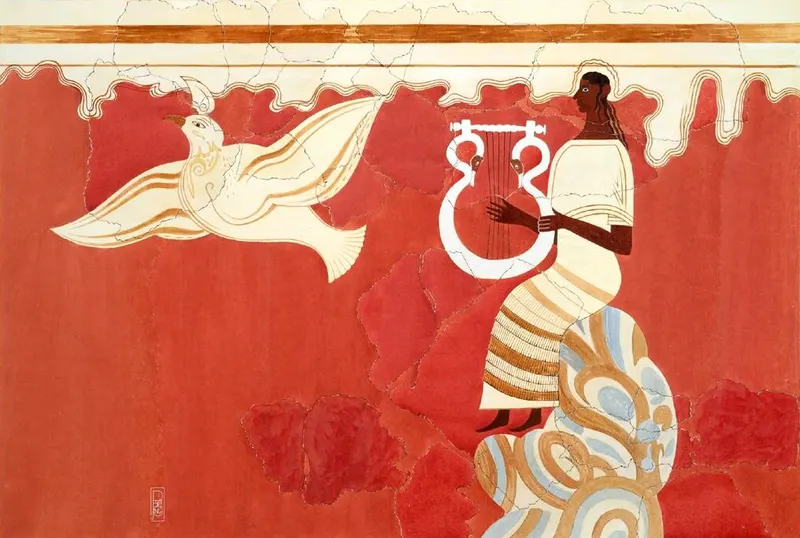 Lyre Player and Bird Fresco from the Palace of Nestor